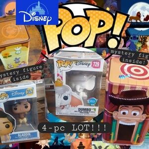 4- Pc LOT Disney POP! Action Figure Set - Aladdin, Dumbo, and More
